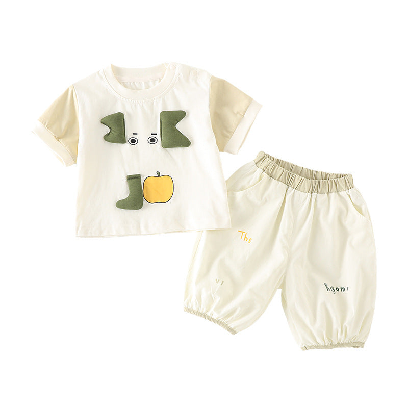 Boys' Summer Outfit Cute 3D Elephant Design, Breathable And Lightweight For Outdoor Wear