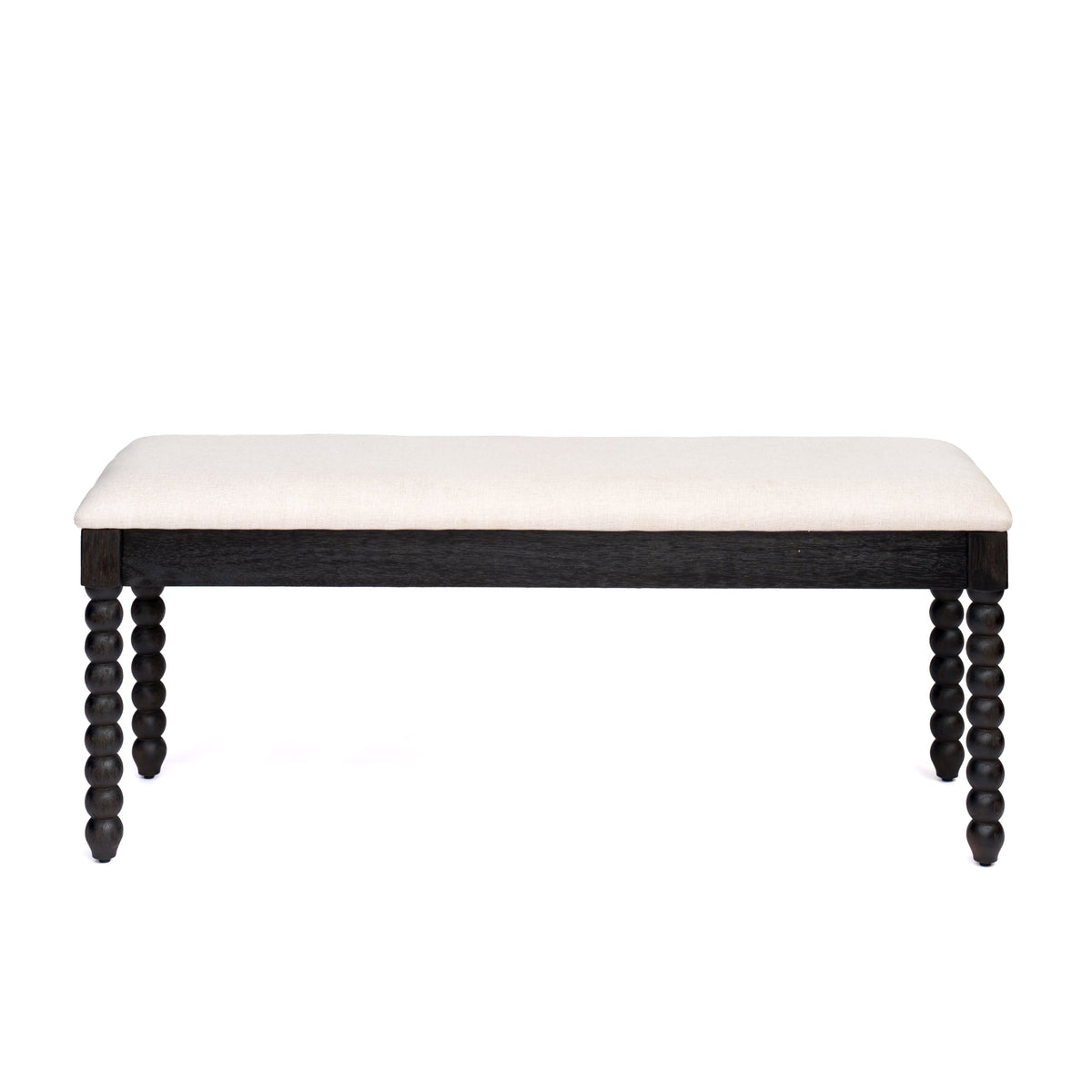Farmhouse Wooden Storage Bench with Soft Cushion – Turned Spindle Legs