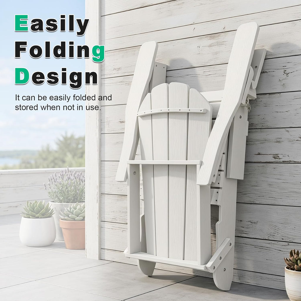 Adjustable HDPE Adirondack Chairs Set of 2 with Adjustable Backrest - White, Blue, Grey, Black