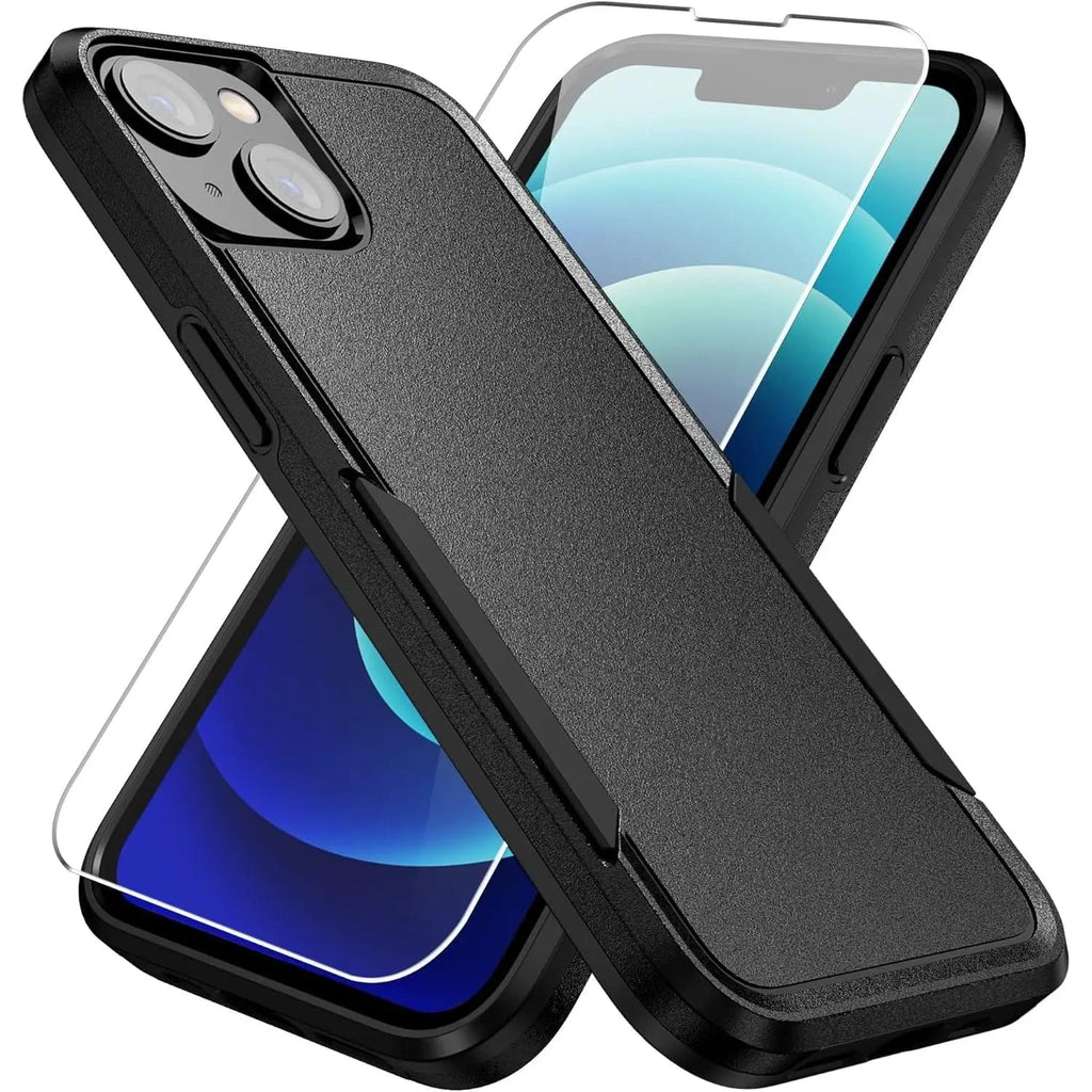 Entronix Bundle Compatible with iPhone 14 - Soft-Touch Dual-Layer Case & 1 Clear Screen Protector