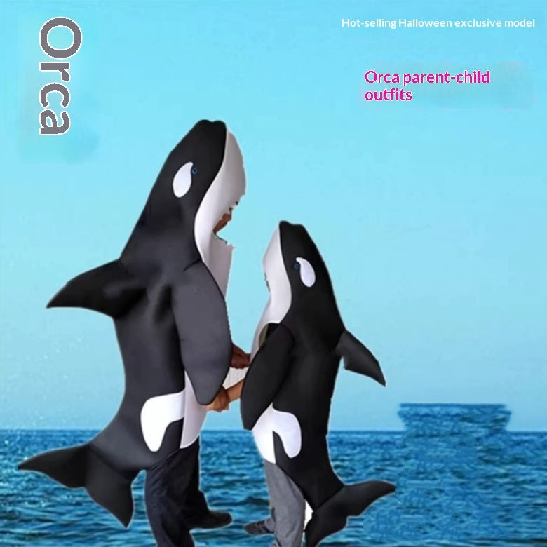 Killer Whale Marine Life COS Costume Childrens Parent-Child Outfit