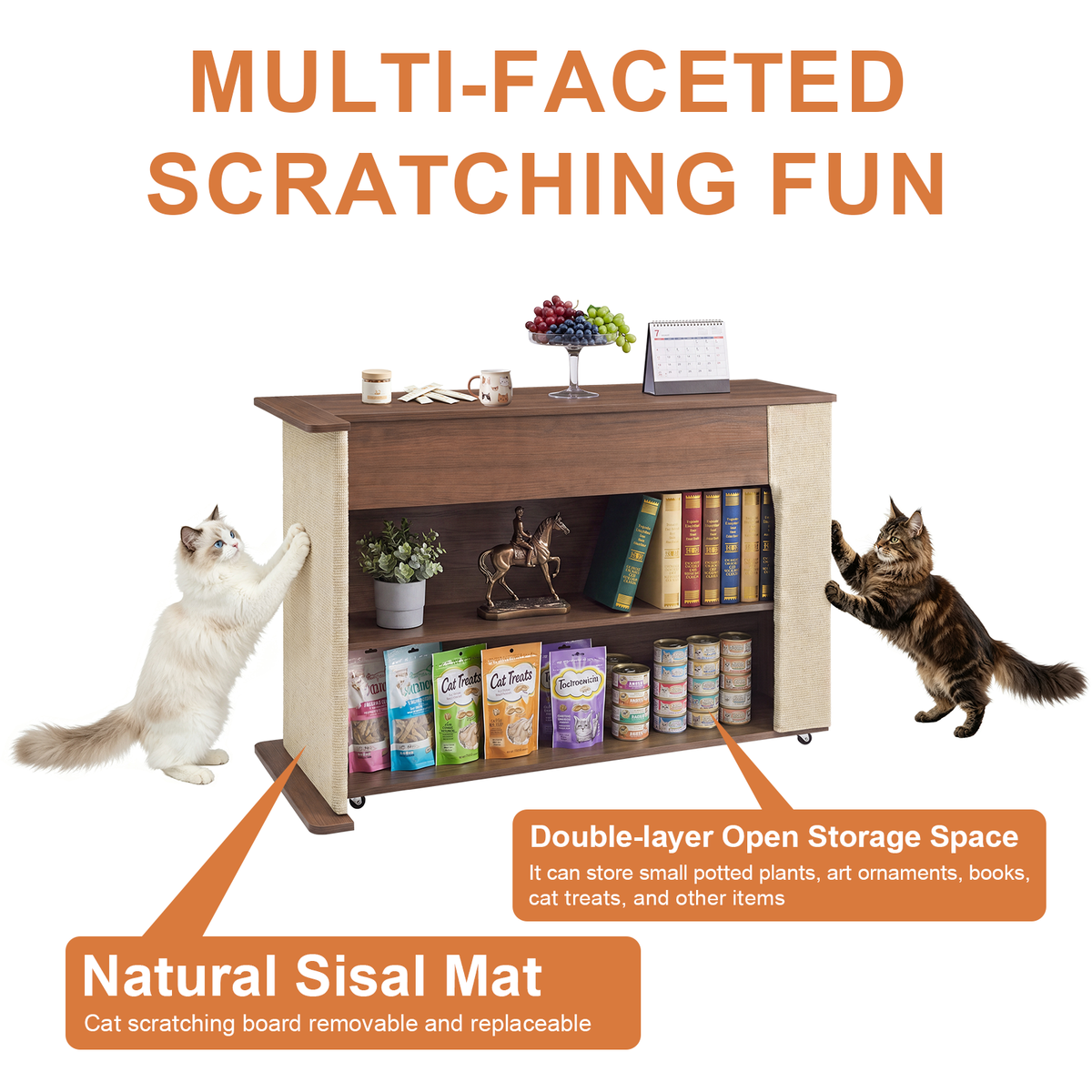 2-in-1 Cat Scratcher Side Table with Storage