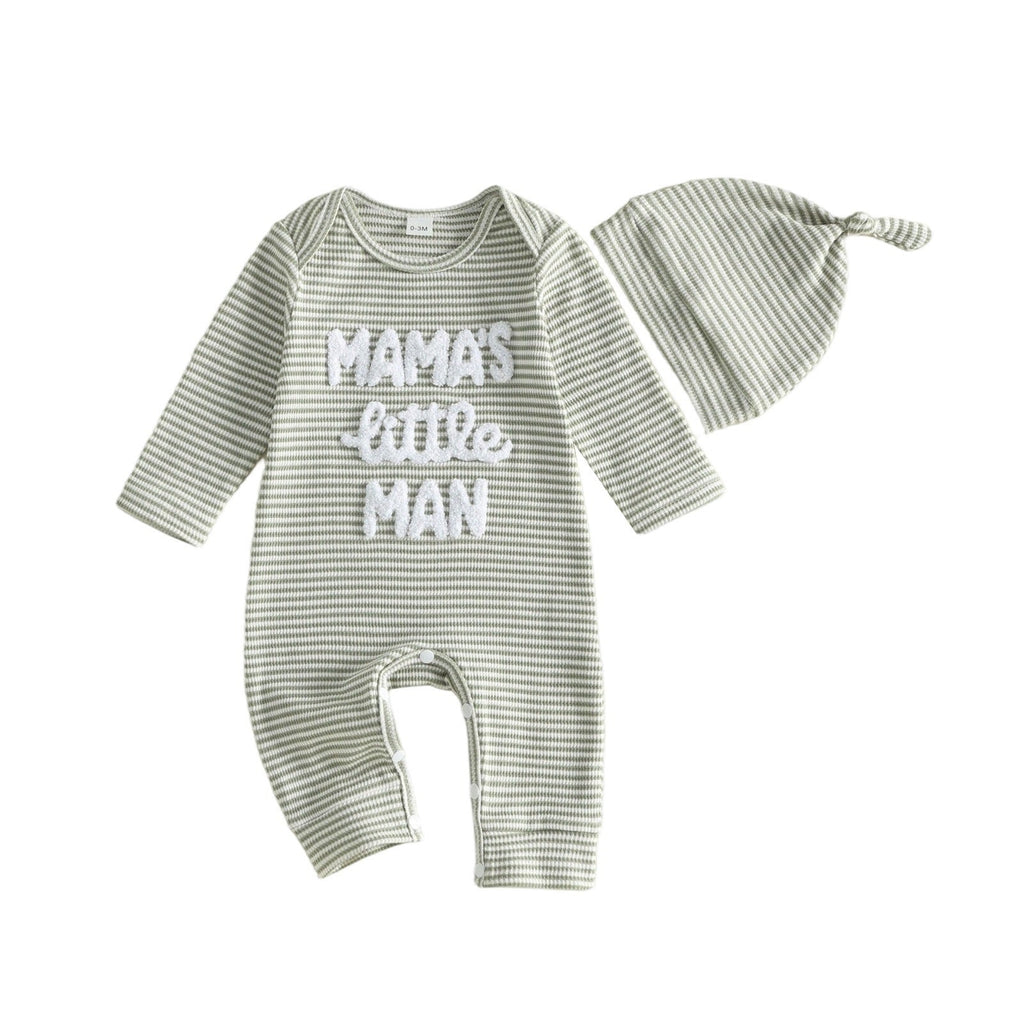 Baby Boygirl Towel-embroidered Striped Long-sleeve Onesie With Hood