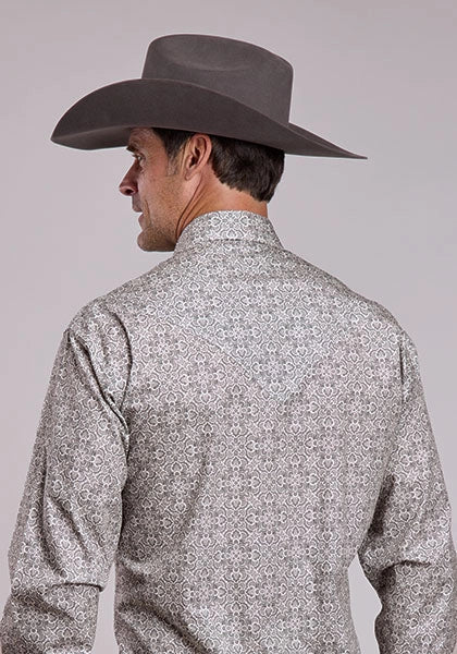Stetson 2871 Paisley Medallions (Grey) - Men's Western Shirt