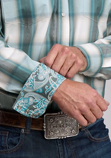 Stetson 2878 Bluebird Dobby (Blue) - Men's Western Shirt