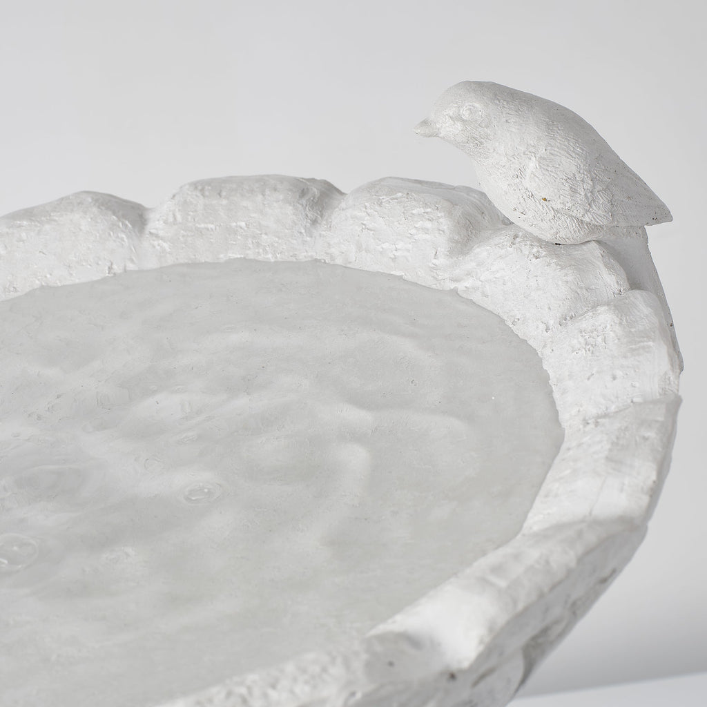 Garden Bird Bath Statue with Decorative Basin - Resin - 16.54" High