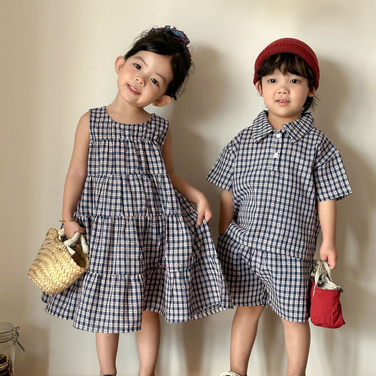 Kids' Shirt And Shorts Set Girls' Dress Sibling Matching Outfits
