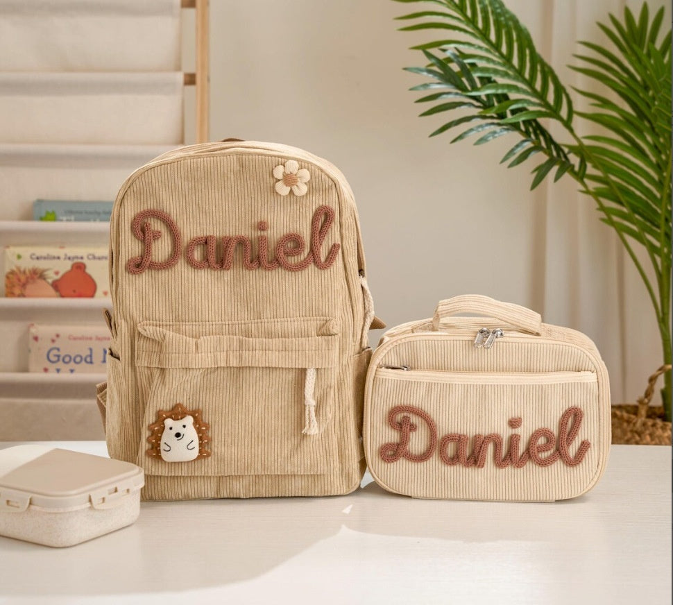 Back-to-School Season Childrens Backpack And Lunch Bag Set Chunky Yarn Handmade