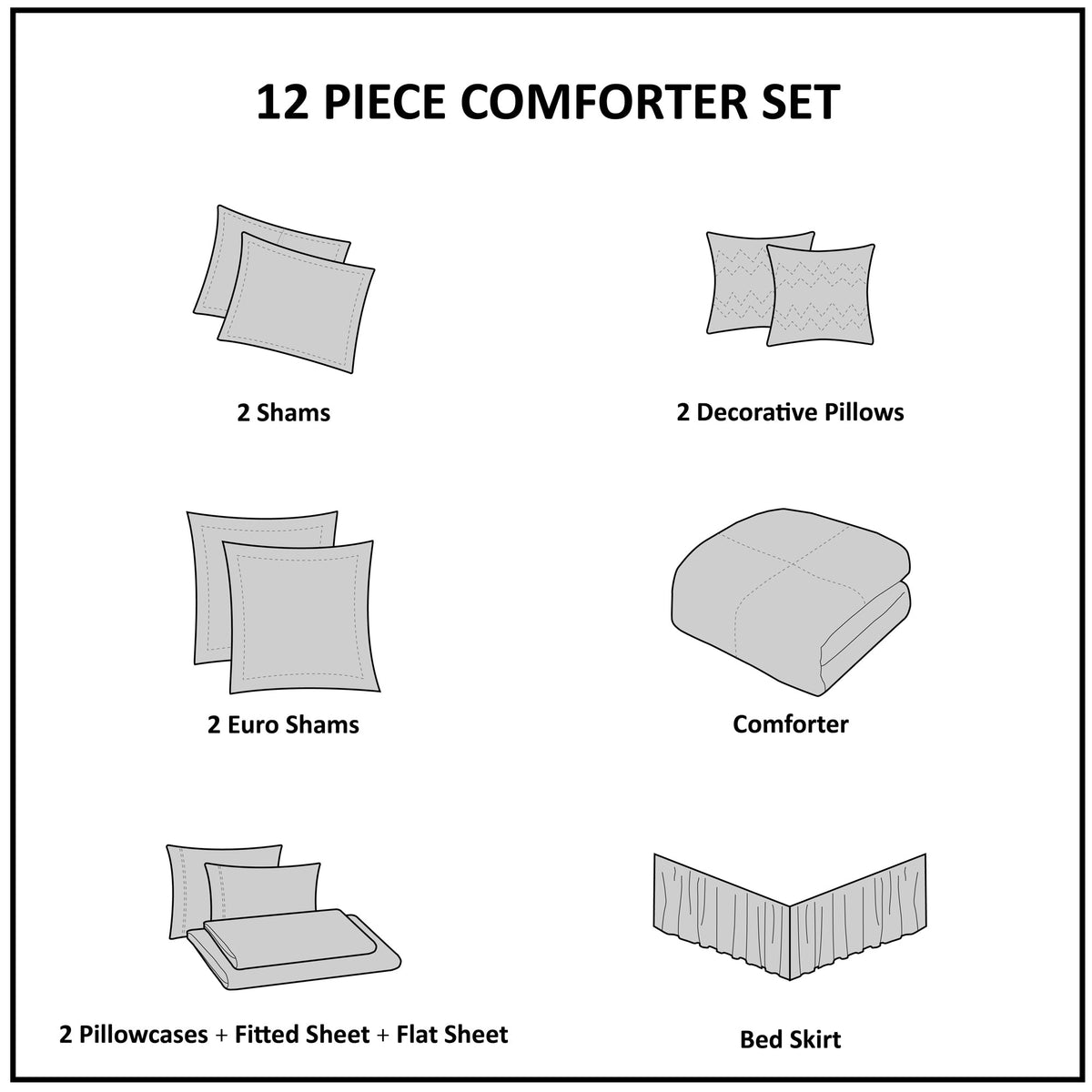 12 Piece Jacquard Comforter Set with Bed Sheets - Khaki Cal King