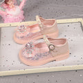 2026 Spring & Autumn New Girls Light-Up Princess Leather Shoes, Elsa Crystal Soft Sole Flat Shoes, Little Girls Pearl Decor Single Shoes