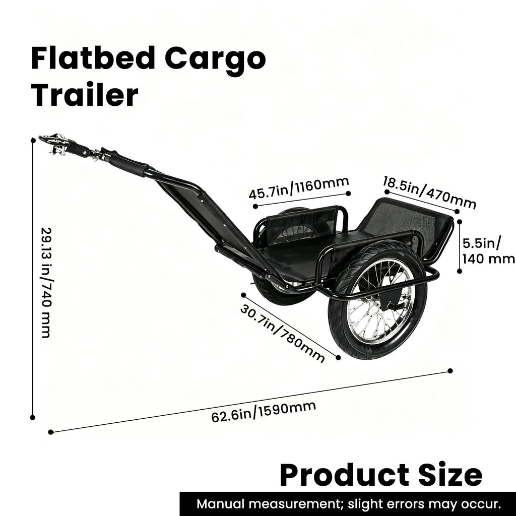 Heavy-Duty Bike Cargo Trailer with Steel Frame and Reflective Strips