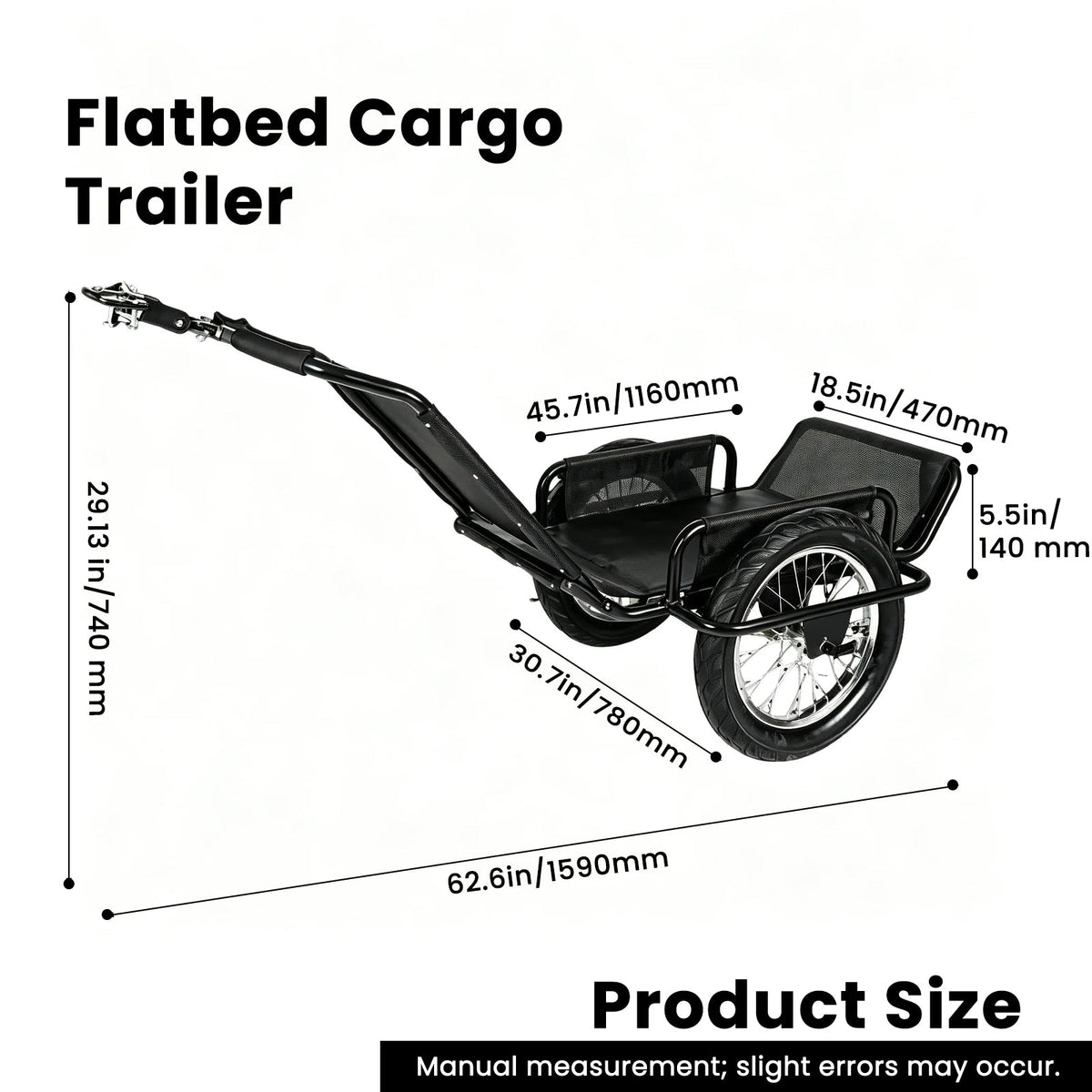Heavy-Duty Bike Cargo Trailer with Steel Frame and Reflective Strips