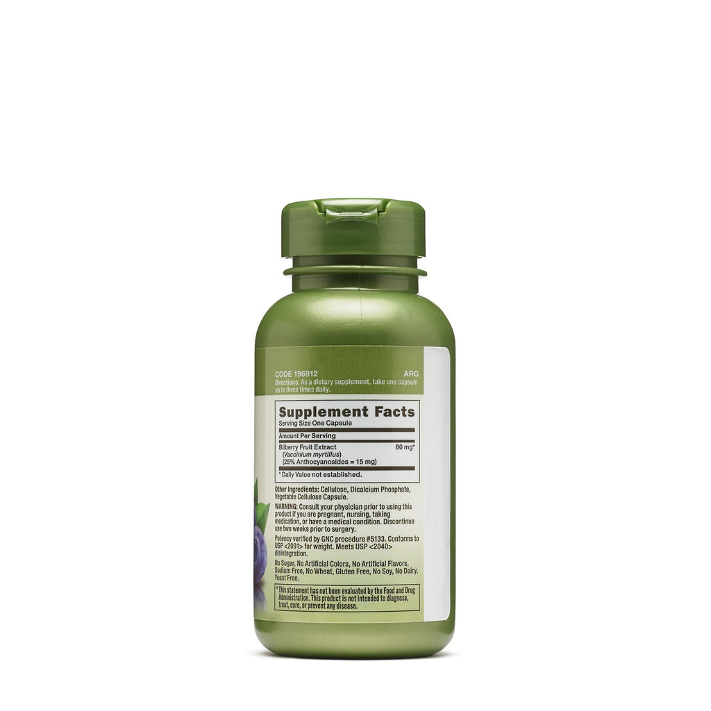 GNC Herbal Plus Bilberry Extract 60mg, 100 Capsules
