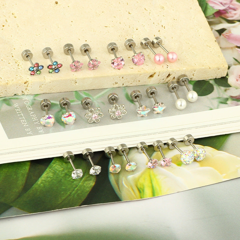 Stainless Steel Five-pointed Star Ear Bone Stud High-end Screw-back Earring
