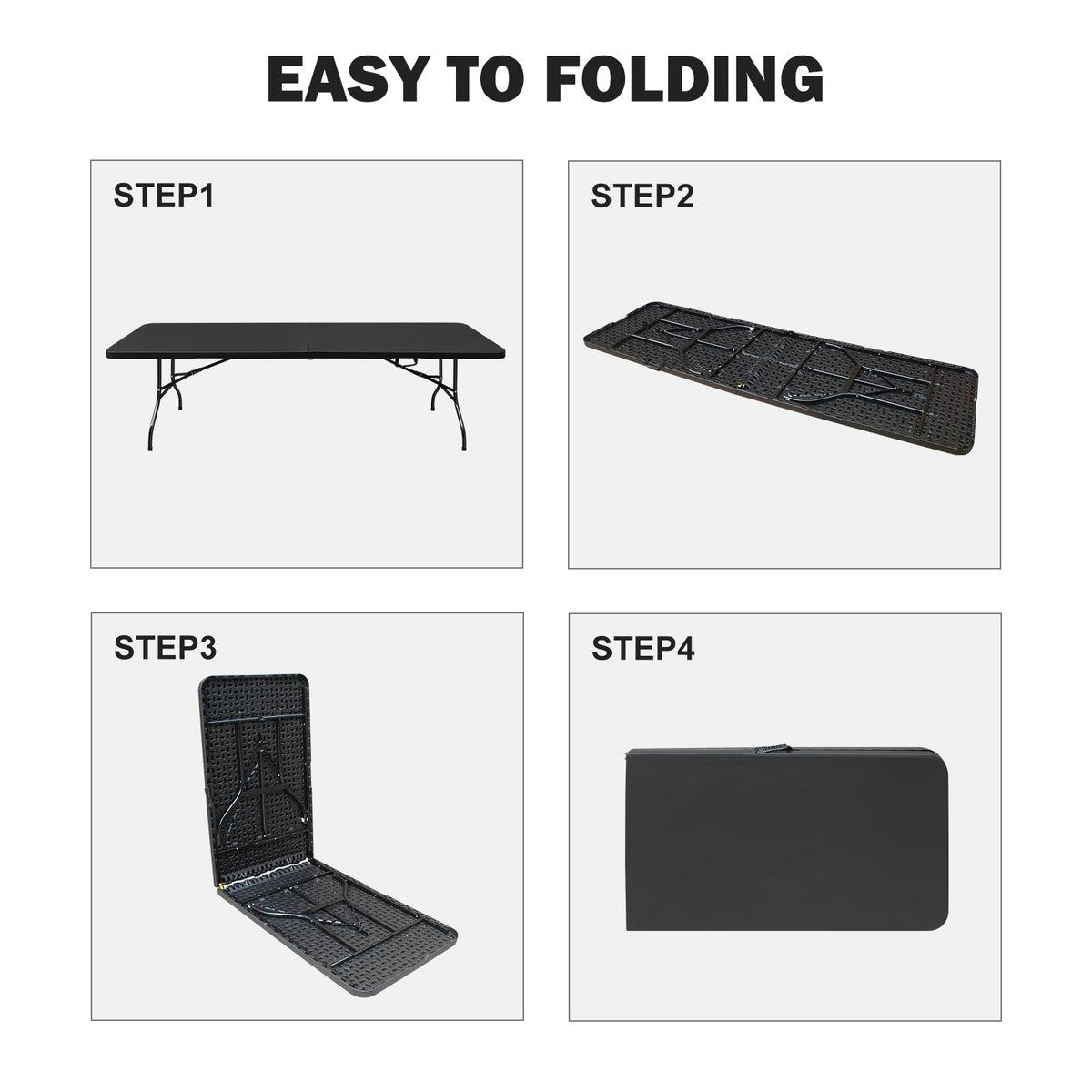 8ft Folding Table for Camping, Picnics, and Parties
