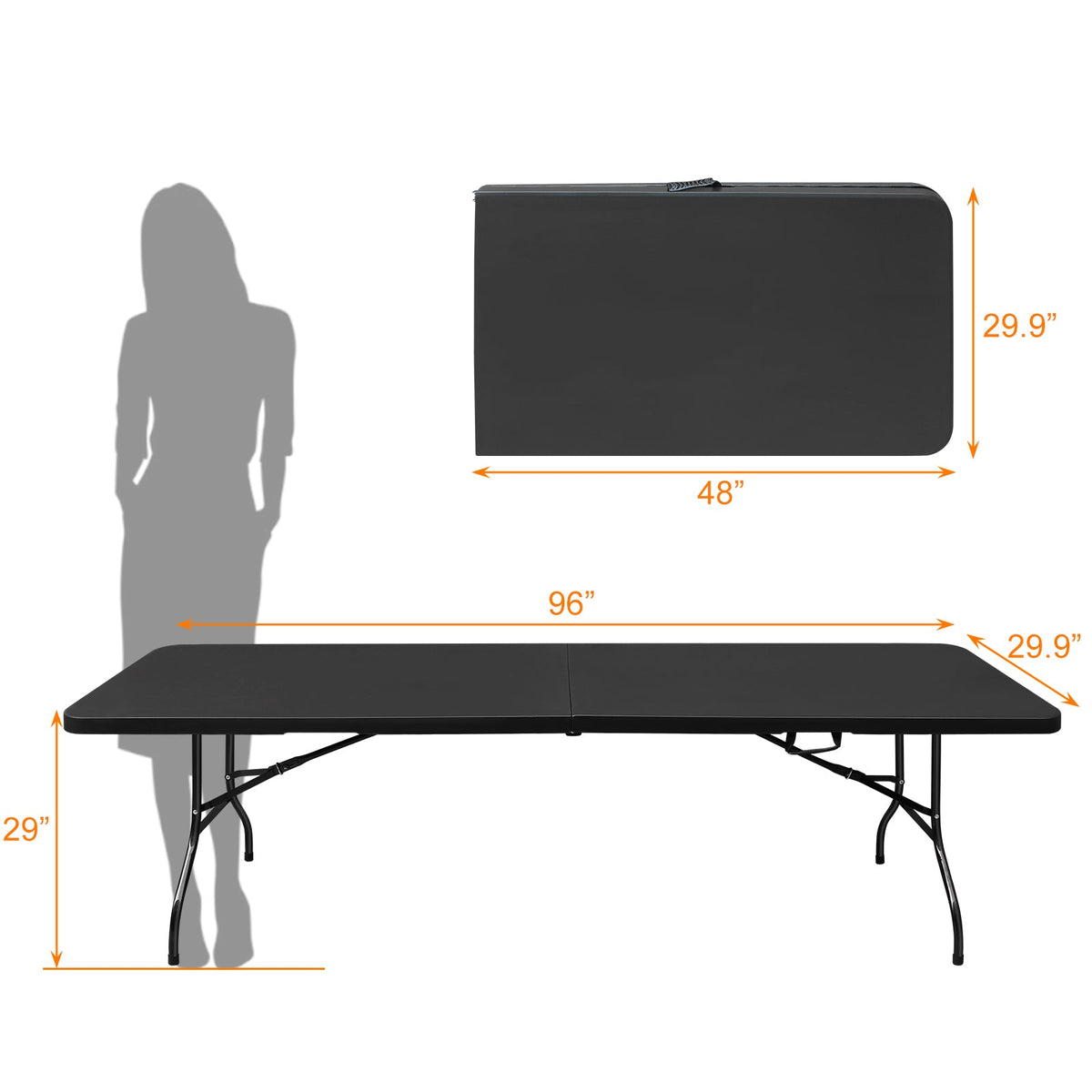 8ft Folding Table for Camping, Picnics, and Parties