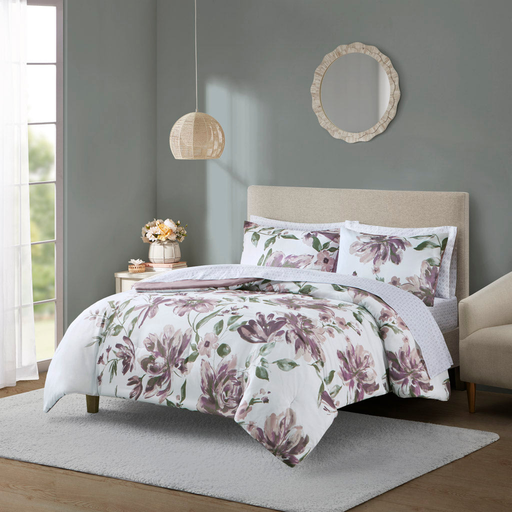 Queen Floral Comforter Set with Bed Sheets