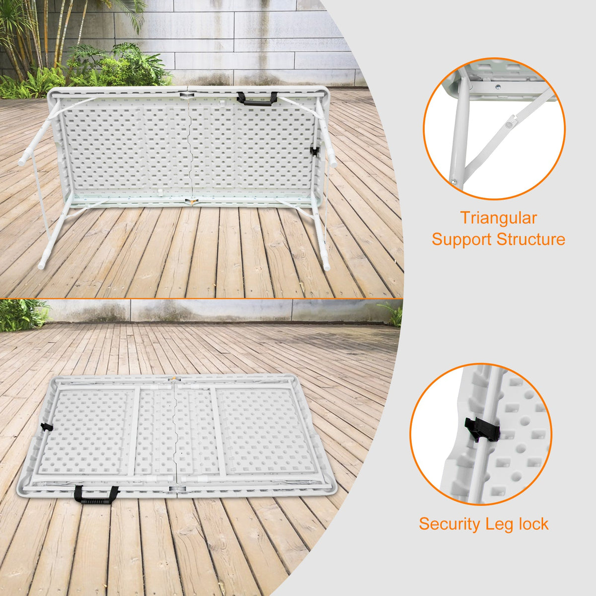 4ft Portable Folding Table with Durable Design - White or Black