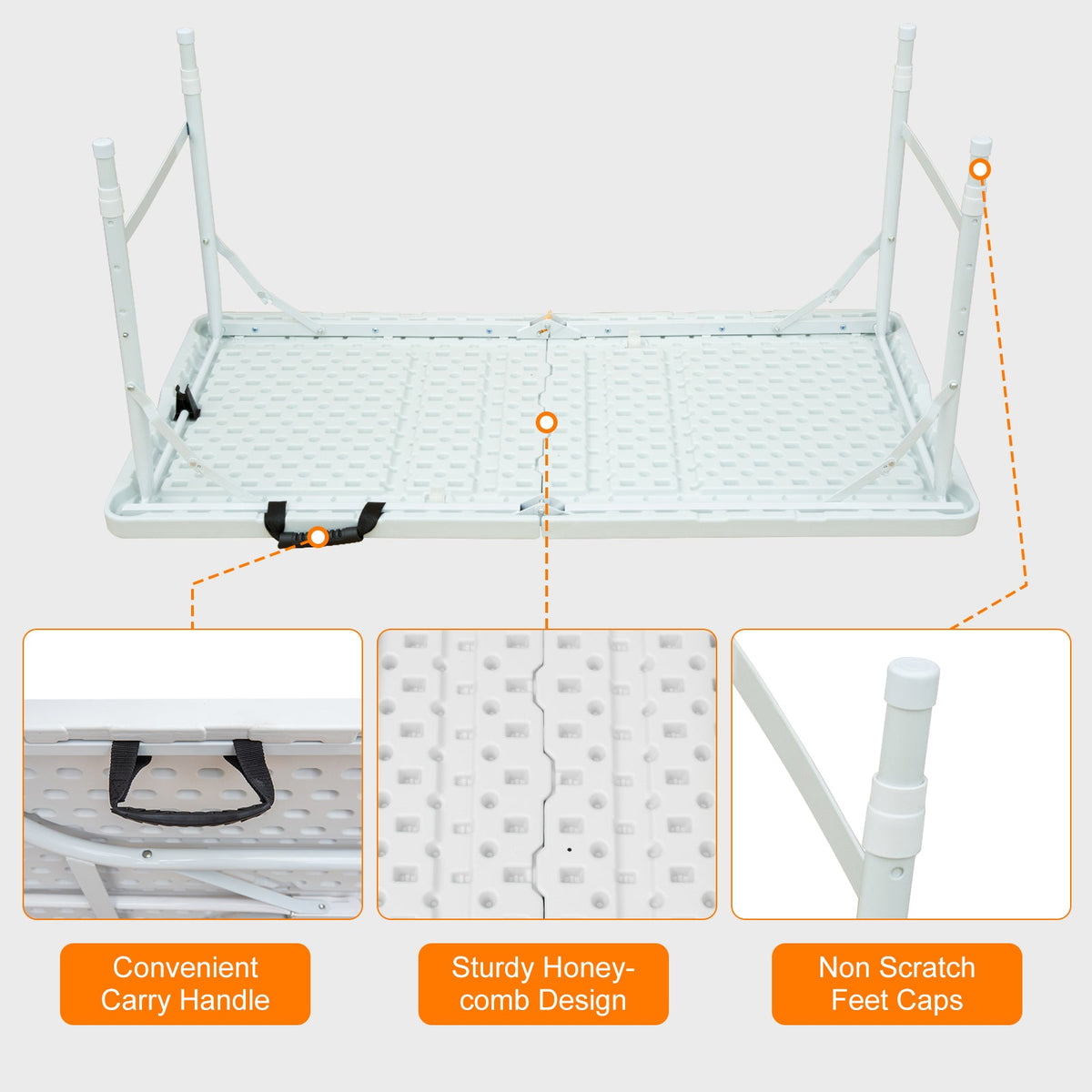 4ft Portable Folding Table with Durable Design - White or Black