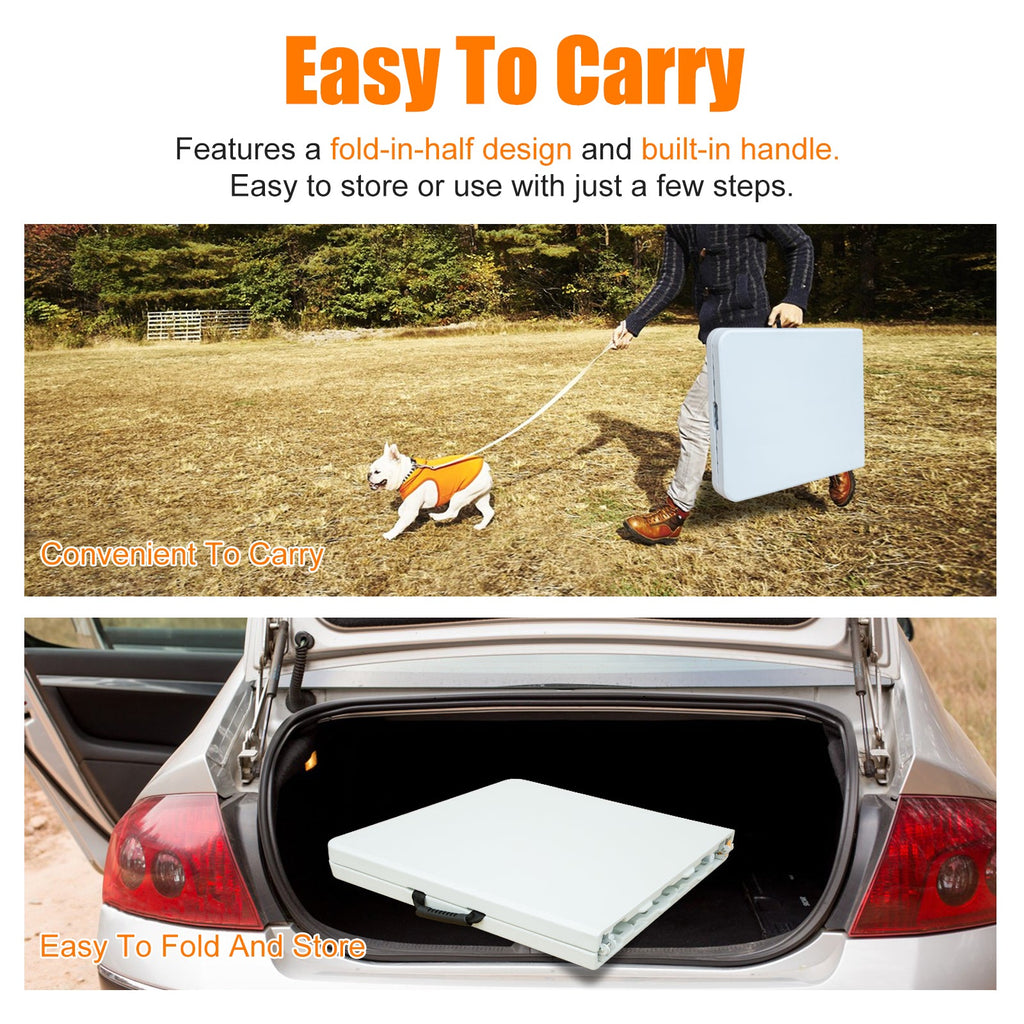 4ft Portable Folding Table with Durable Design - White or Black