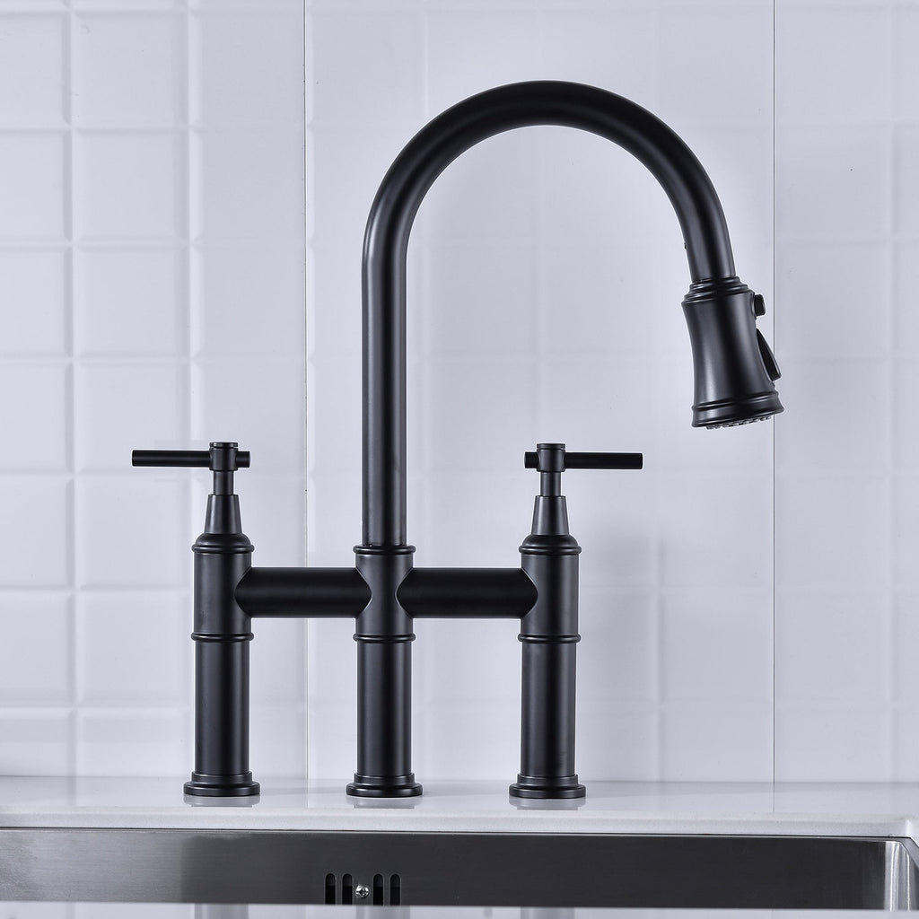 Bridge Kitchen Faucet with Pull-Down Sprayhead
