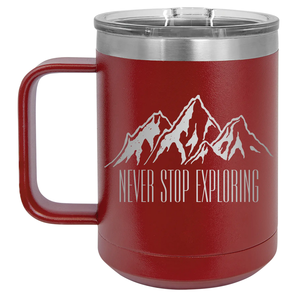 Never Stop Exploring2 15 oz Mug | Maroon