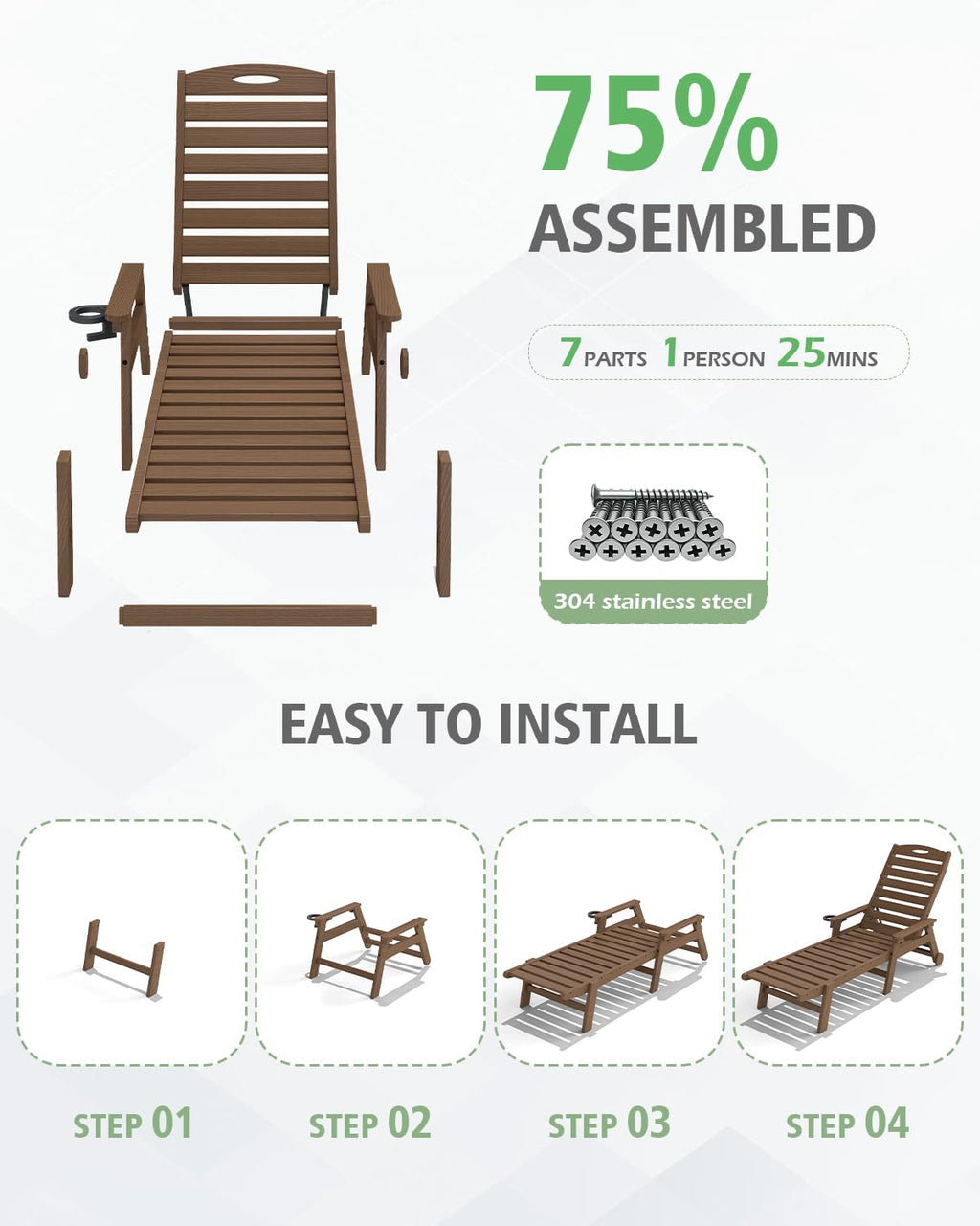 Outdoor Lounge Chairs Set of 2