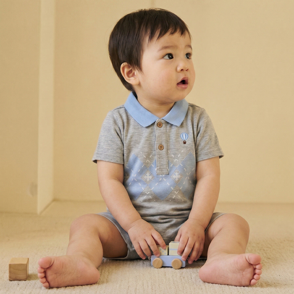 Simple Printed Class A Summer Short-sleeve Baby Romper