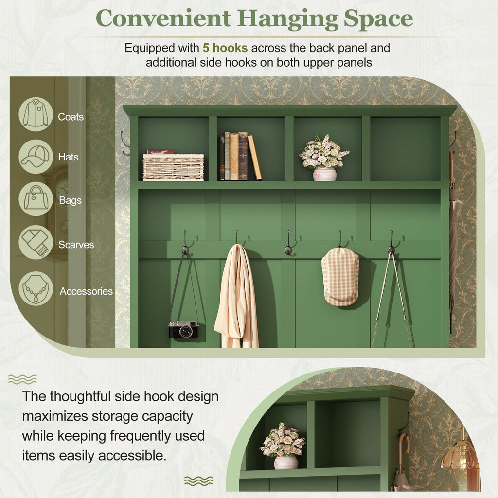Farmhouse Hall Tree with Storage Bench - Particle Board & MDF