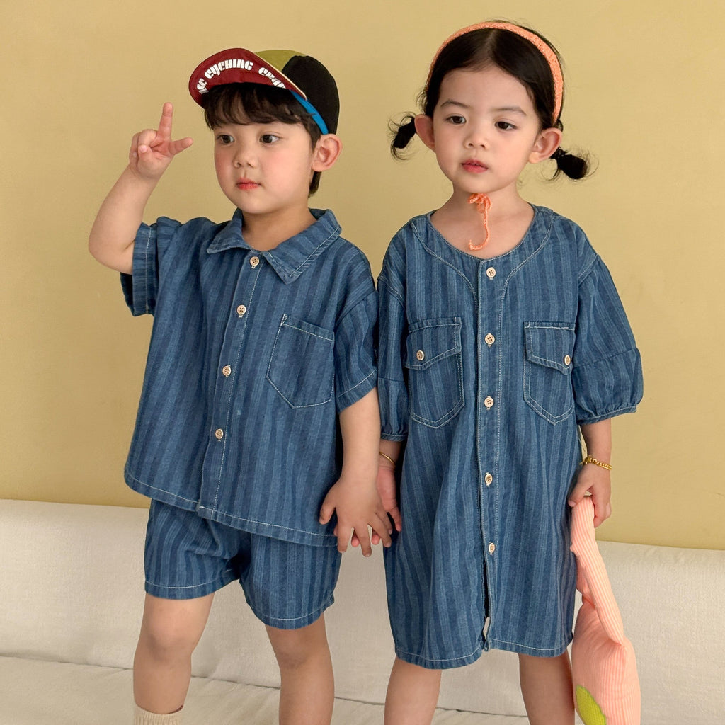 Children's Summer Denim Shirt Set
