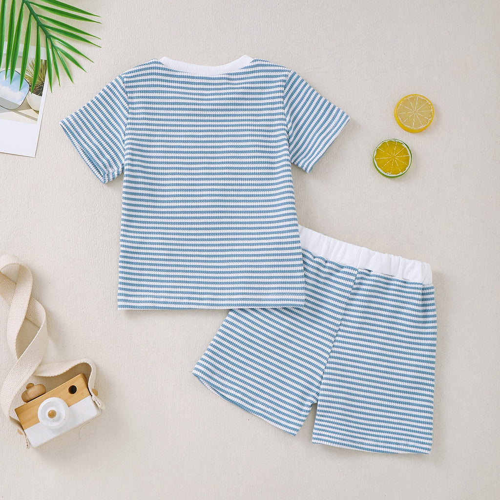 Embroidered Short-sleeve Hoodie And Shorts Two-piece Set