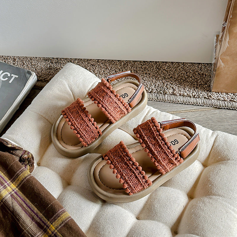 Girls Ethnic-Style Casual Retro Sandals With Soft Soles