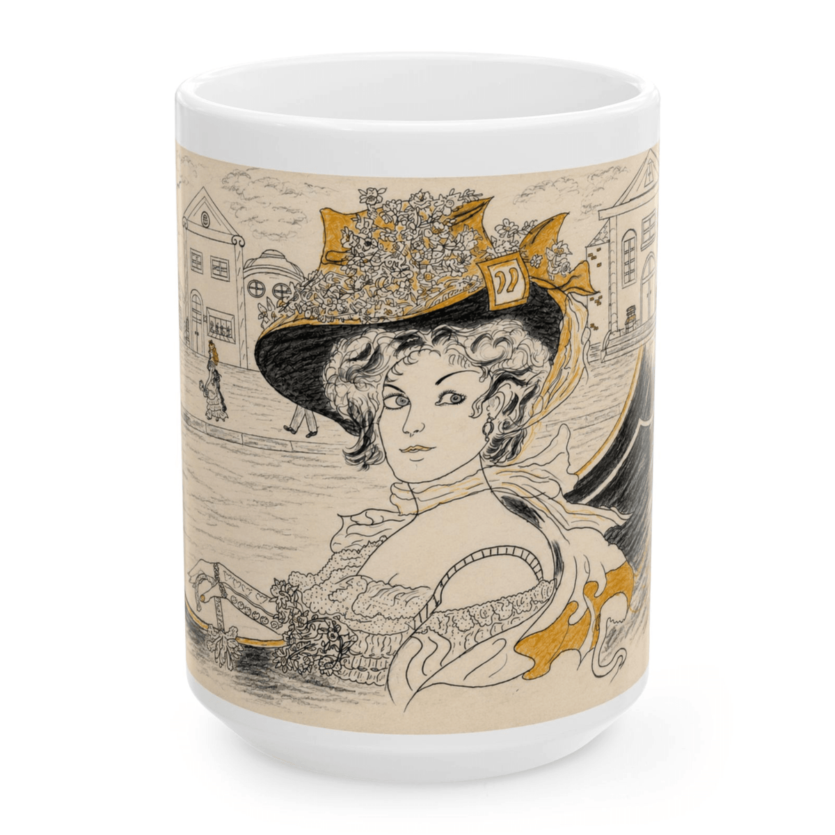 PimsArt Vintage Belle Victorian Mug From Original Drawing