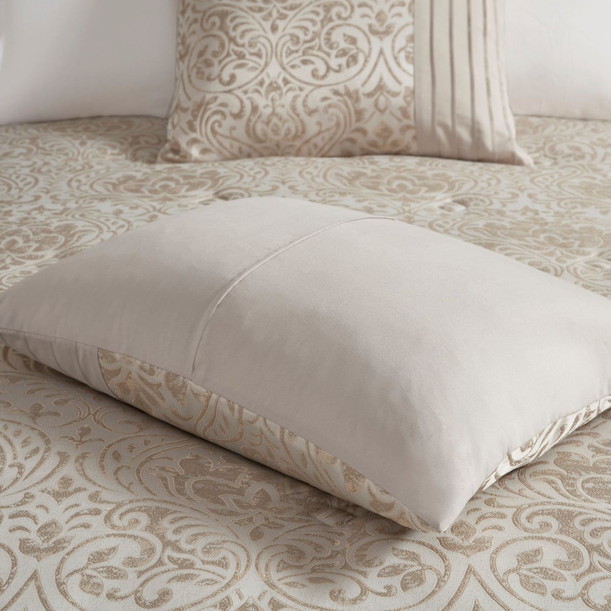 12 Piece Jacquard Comforter Set with Bed Sheets - Khaki Cal King