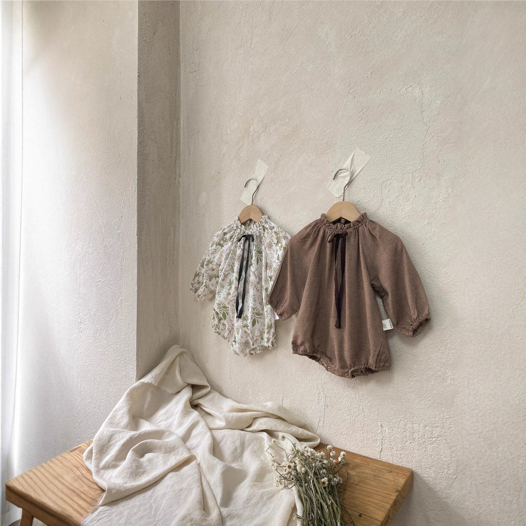 Bow-tie Bud-collar Lantern-sleeve Jumpsuit