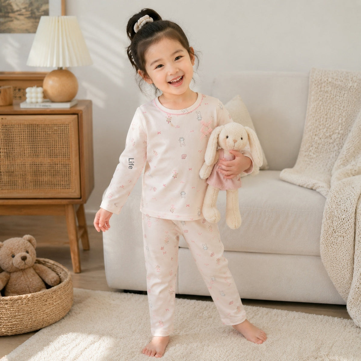 SpringAutumn Boneless Boys And Girls Autumn Top And Pants Set 7A Antibacterial Underwear Set