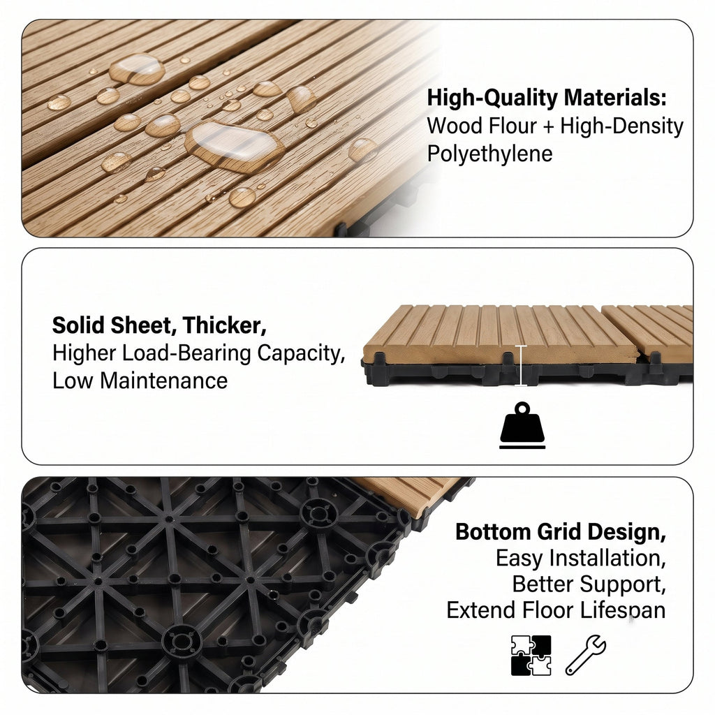 Interlocking WPC Deck Tiles 11.8"x11.8" (25 Pack)