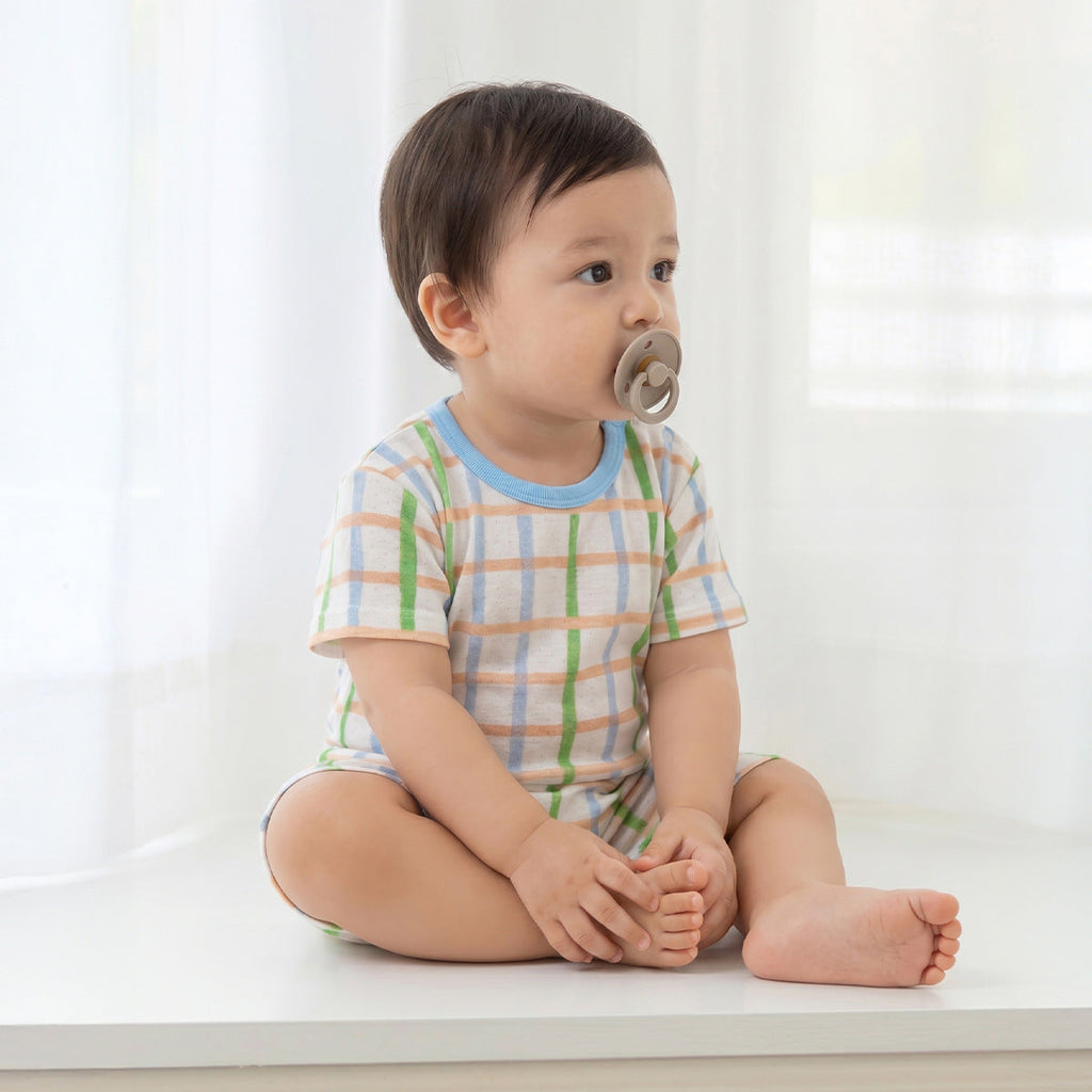 Baby Mesh Breathable Thin Short-sleeve Onesie