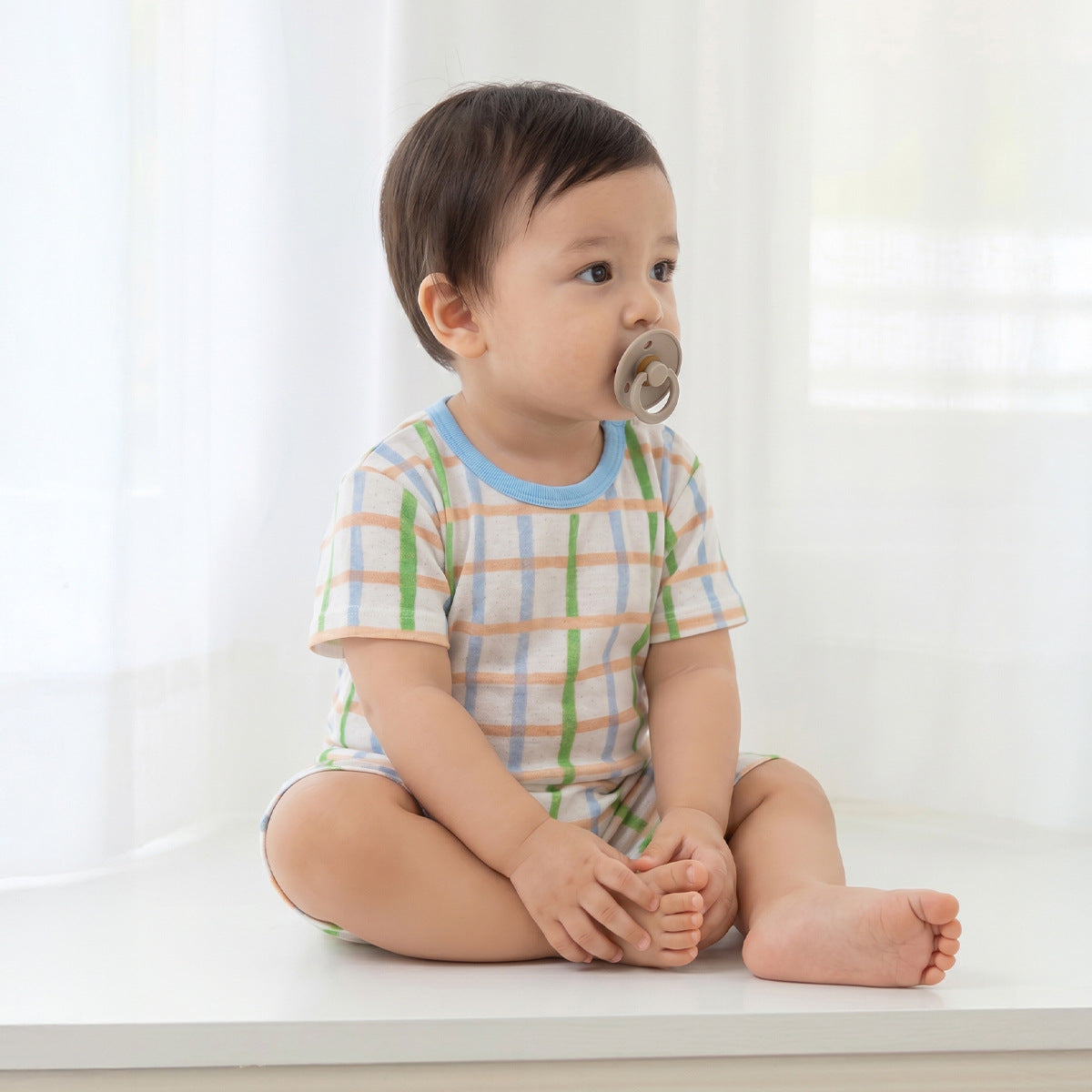 Baby Mesh Breathable Thin Short-sleeve Onesie