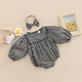 Simple Plaid-Print Long-Sleeve Outfit For Infants And Toddlers