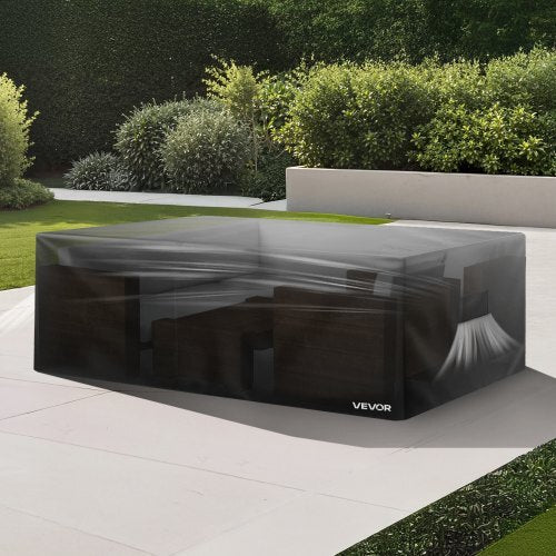 Patio Furniture Cover, 420D Heavy Duty Waterproof Outdoor Dining Table and Chairs Cover, Large Squre Patio Table Covers with Air Vent for All Weather, 74L x 74W x 28H inch, Black