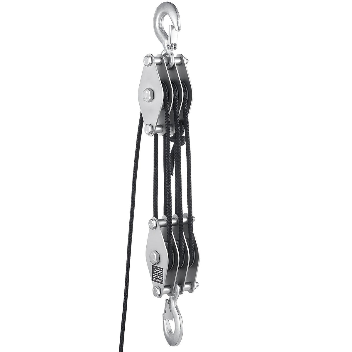 4400 lbs Breaking Strength 100 FT Rope Pulley Hoist, 5:1 Lifting Power Heavy Duty Pulley System with 2pcs Soft Loops, Metal Wheels Bearing Structure, Block and Tackle for Lifting Heavy Objects