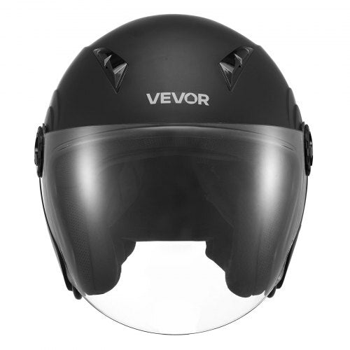 Motorcycle Helmet, 3/4 Open Face, Adult Motocross Dirt Bike Helmet with Clear Visor, Comfortable Motorbike Racing Street with Detachable Liner for Men & Women, DOT Approved, (Matte Black, M)