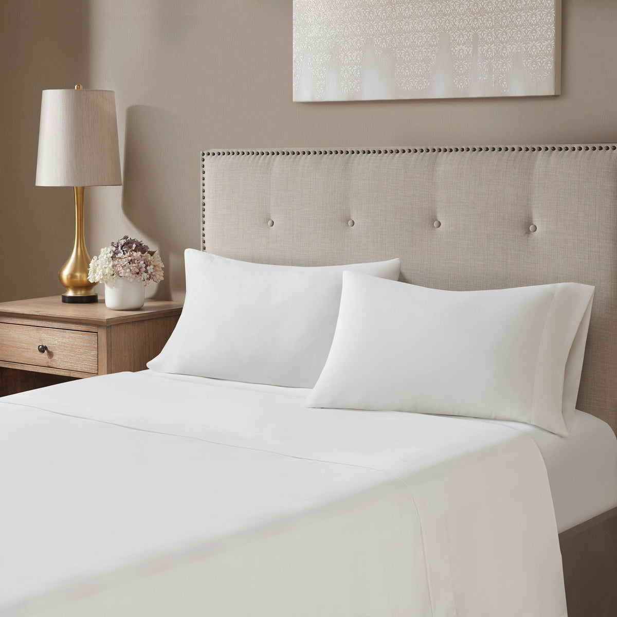 12 Piece Jacquard Comforter Set with Bed Sheets - Khaki Cal King