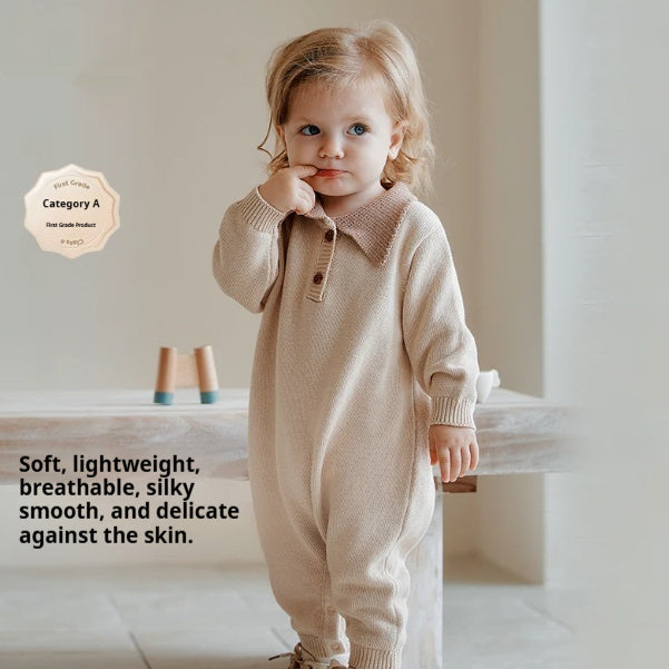 Baby Crawling Suit Long-sleeve Knitted Onesie