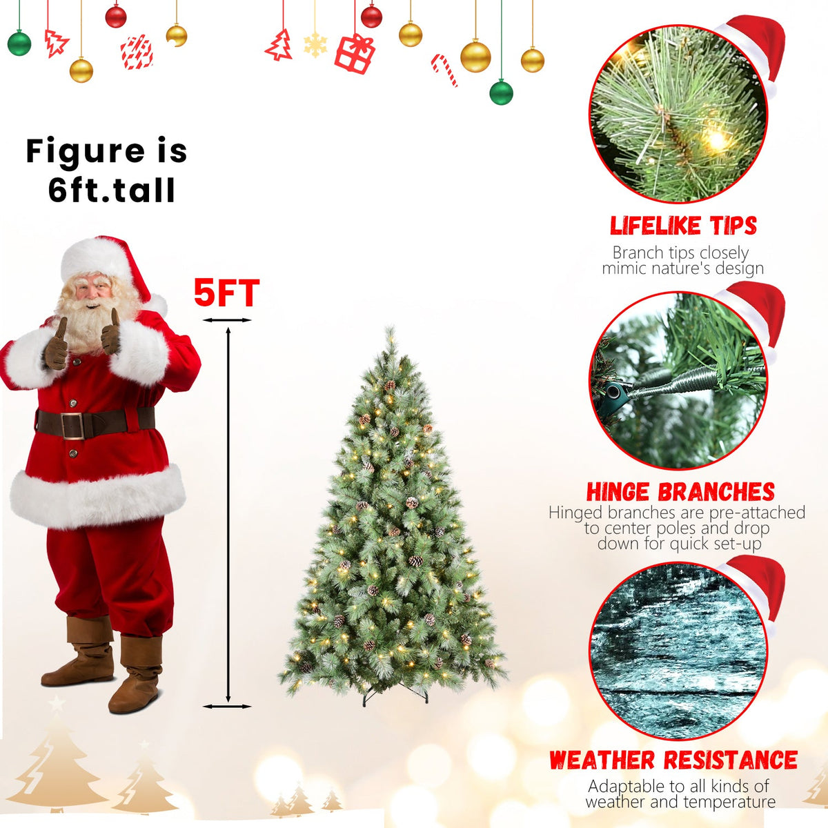 4FT Christmas Tree With 150 Warm Lights