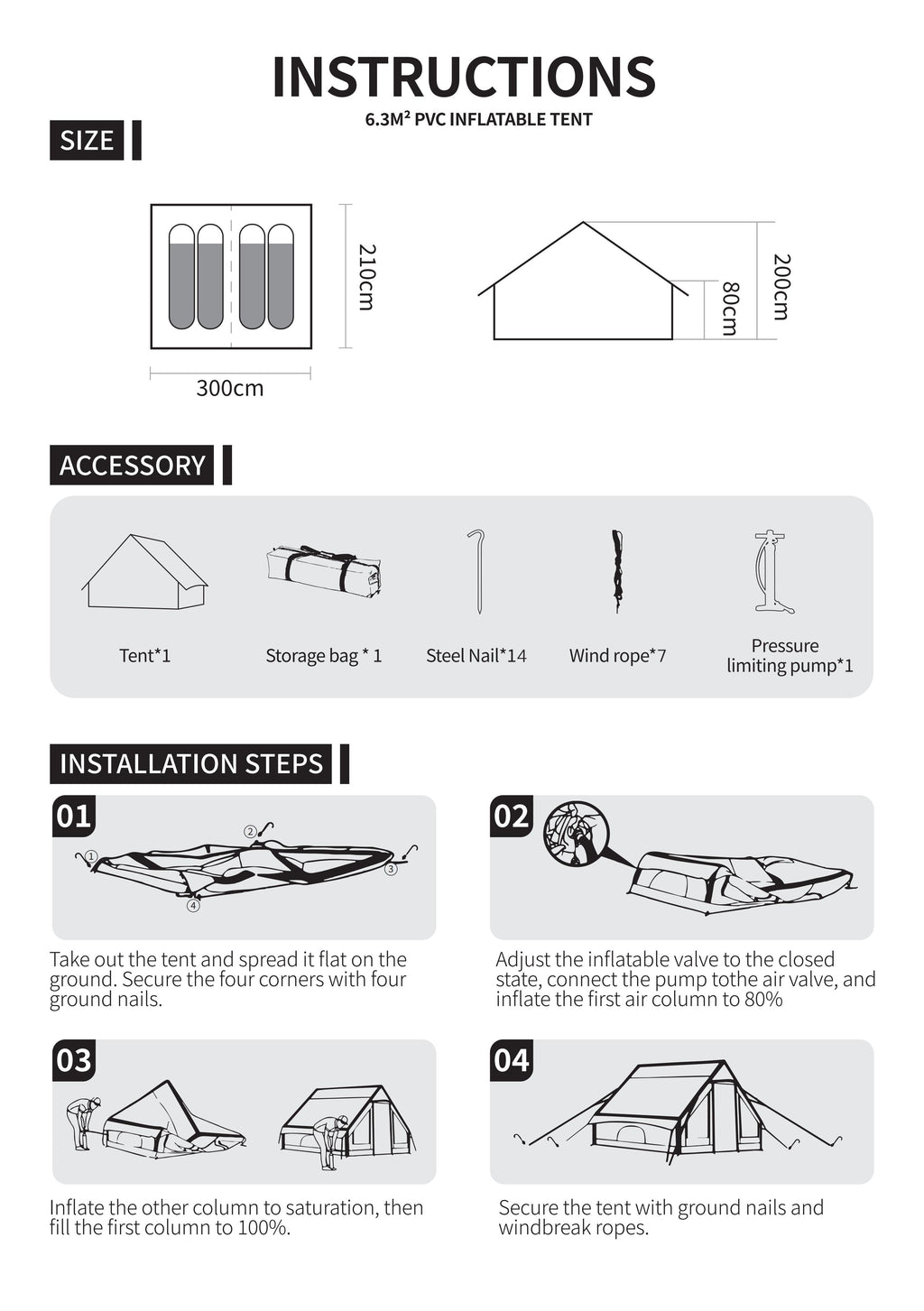 Inflatable Camping Tent with Hand Pump – Durable Oxford Fabric Outdoor Shelter