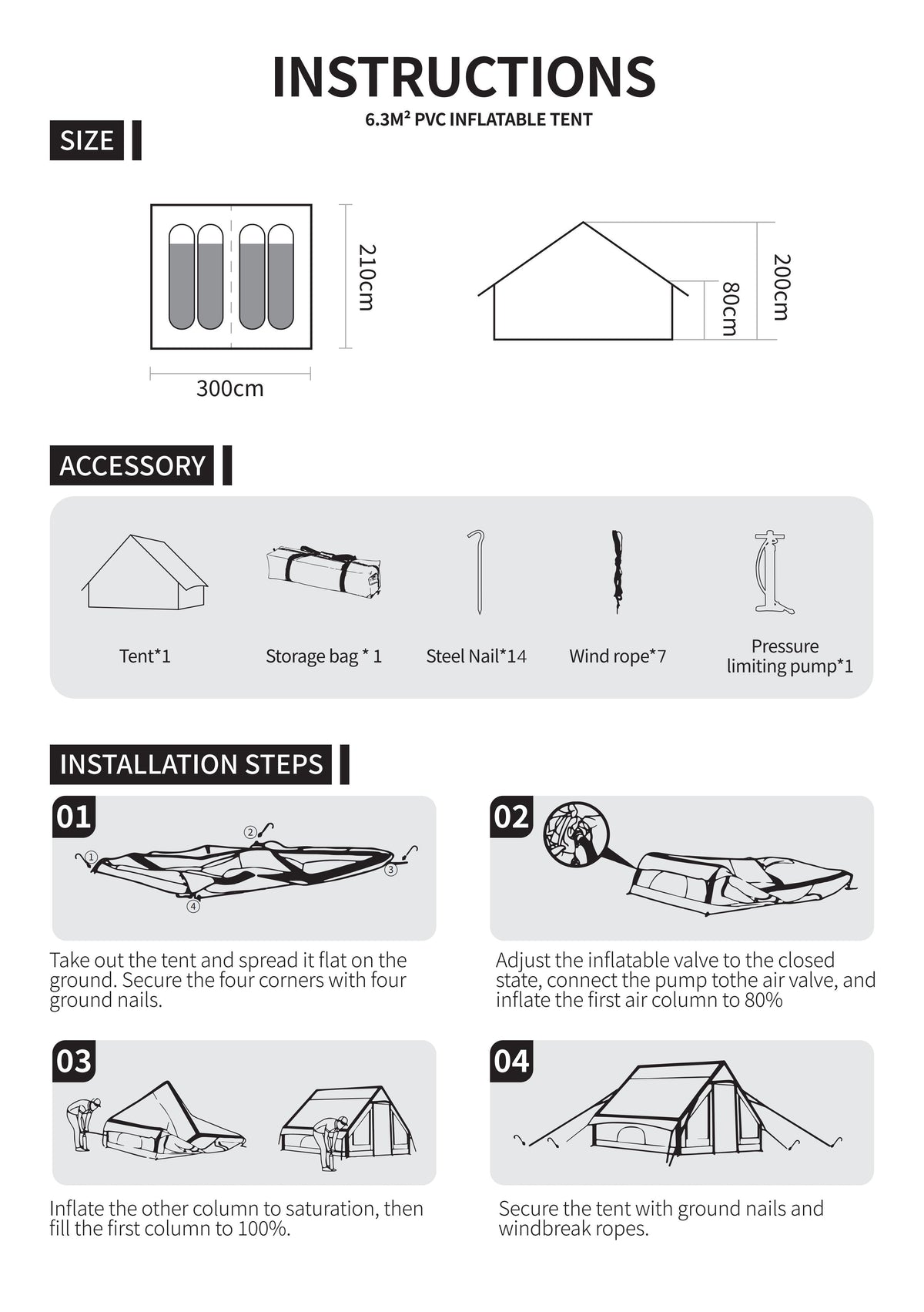 Inflatable Camping Tent with Hand Pump – Durable Oxford Fabric Outdoor Shelter