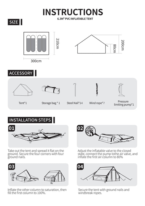 Inflatable Camping Tents with Hand Pump