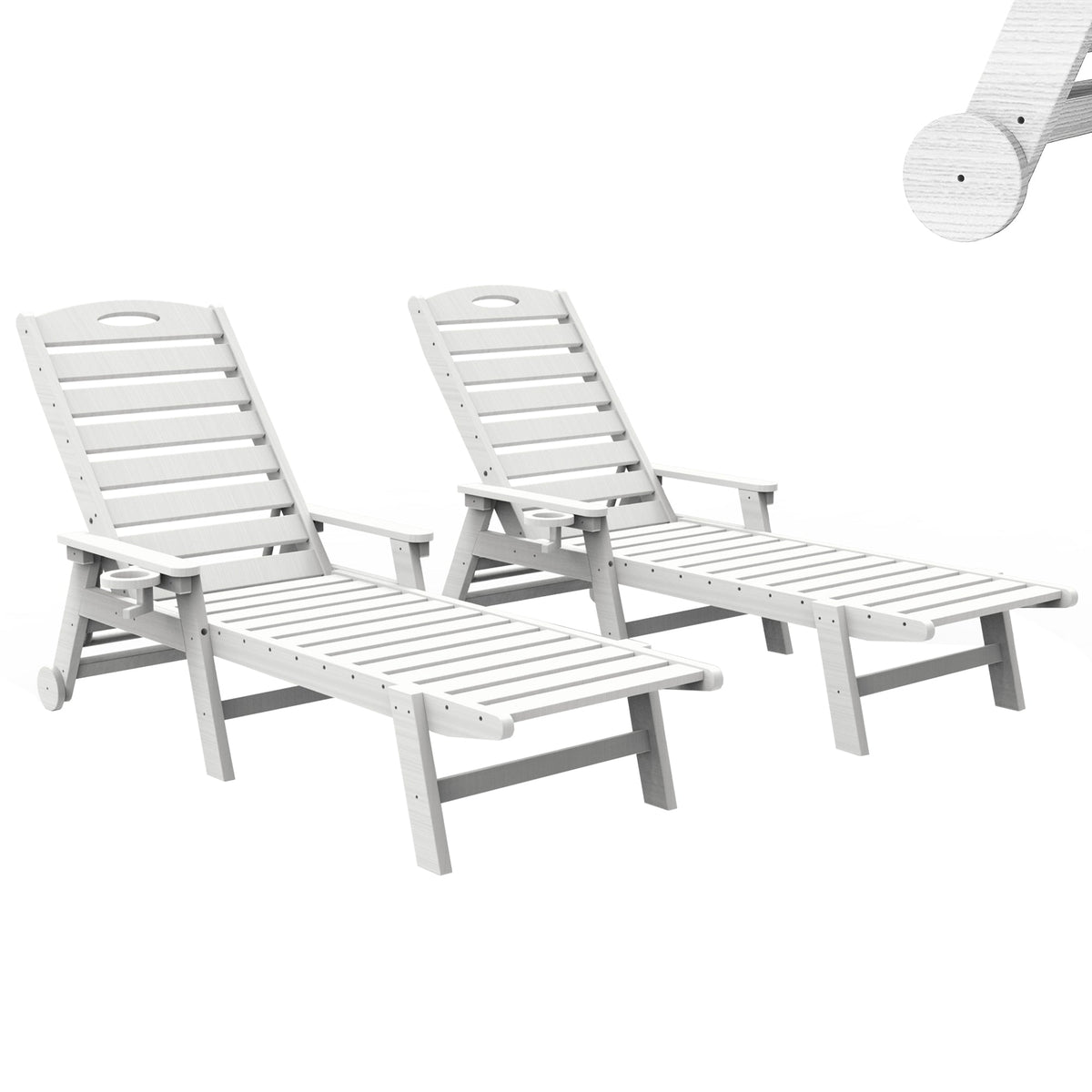 HDPE Outdoor Lounge Chairs Set of 2 with UV Protection - Brown, Blue, Black, or White